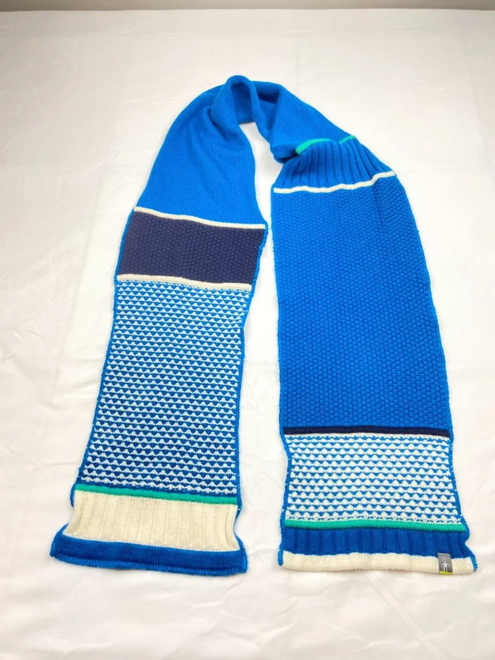 Smartwool Colorblock Knit Scarf Blue, Green & White 62